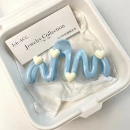 10.5cm Blue Heart Wave Shaped Hair Claw Cream Color Clips for Women Sweet Cute Irregular Shark Clip Large Ponytail Clip Hairpins