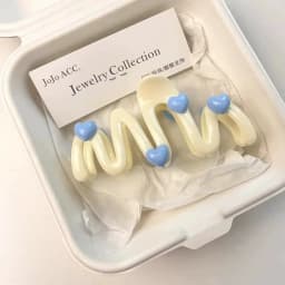 10.5cm Blue Heart Wave Shaped Hair Claw Cream Color Clips for Women Sweet Cute Irregular Shark Clip Large Ponytail Clip Hairpins