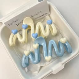 10.5cm Blue Heart Wave Shaped Hair Claw Cream Color Clips for Women Sweet Cute Irregular Shark Clip Large Ponytail Clip Hairpins