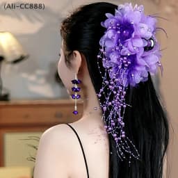 Feather Tassel Hair Claw Exaggerated Fairy Large Floral Shark Clip Hair Accessorie