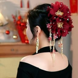 Feather Tassel Hair Claw Exaggerated Fairy Large Floral Shark Clip Hair Accessorie