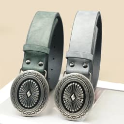 Vintage Simia Carving Western Style Casual Belt Classic Decorative Belt Dress Jeans Shirt Accessories
