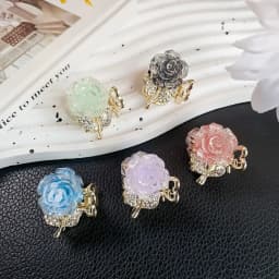 Rhinestone Metal Rose Small Hair Claws Women Girls Sweet Flower Hair Clips Hairpins Hair Accessories Women Headwear Gifts