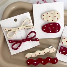 2pcs/Set Christmas Bowknot Hair Clips Red Color Polka Dot Oval Duckbill Hairpin Girls Bangs Side Barrettes For Party Friend Gift