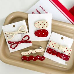 2pcs/Set Christmas Bowknot Hair Clips Red Color Polka Dot Oval Duckbill Hairpin Girls Bangs Side Barrettes For Party Friend Gift