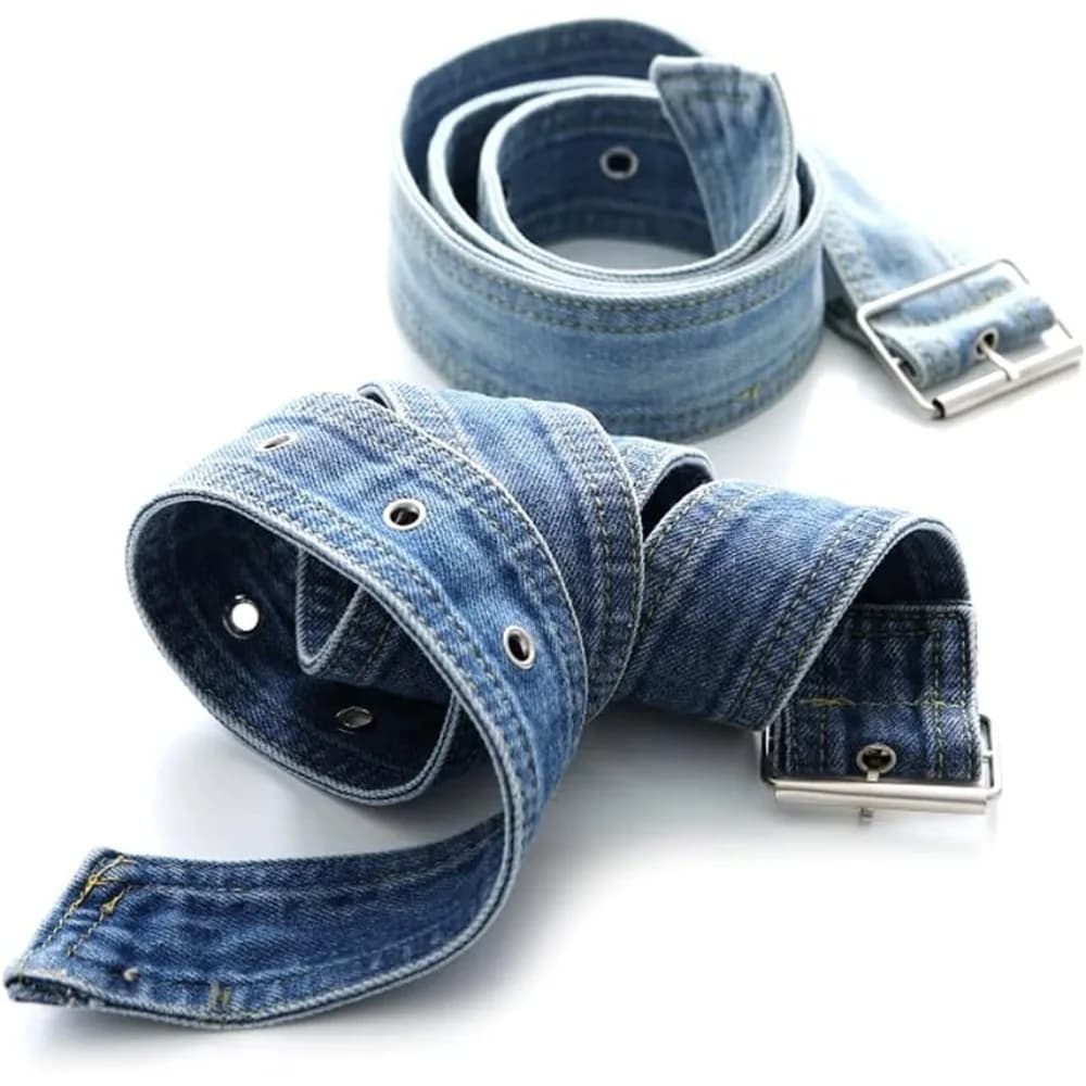 Women Denim Waist Belt metal buckle Canvas Waistband Casual Punk Vintage