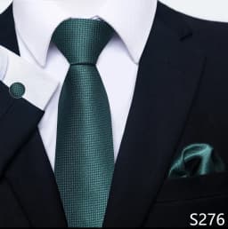 New Style Fashion Brand Tie For Men Green Floral Tie Pocket Squares Cuffilinks Set Necktie Suit Accessories Fit Formal Party
