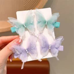 2pcs Butterfly Hairpin Cute Children Fabric Girl Hairpin Girls Pearl Side Clip Headdress Headwear Girls Kids Hair Accessories