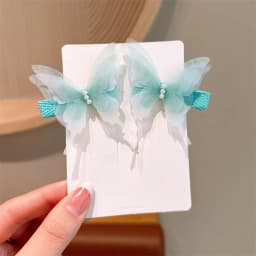 2pcs Butterfly Hairpin Cute Children Fabric Girl Hairpin Girls Pearl Side Clip Headdress Headwear Girls Kids Hair Accessories