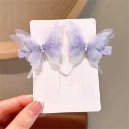 2pcs Butterfly Hairpin Cute Children Fabric Girl Hairpin Girls Pearl Side Clip Headdress Headwear Girls Kids Hair Accessories