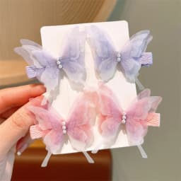 2pcs Butterfly Hairpin Cute Children Fabric Girl Hairpin Girls Pearl Side Clip Headdress Headwear Girls Kids Hair Accessories