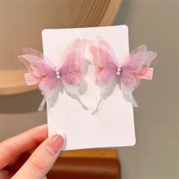 2pcs Butterfly Hairpin Cute Children Fabric Girl Hairpin Girls Pearl Side Clip Headdress Headwear Girls Kids Hair Accessories