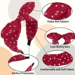 1/2pcs Solid Color Fabric Polka Dot Bow Headband for Women Elegant Temperament Wide Headband Fashion Girl's Makeup Hairband