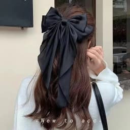 Women Large Bowknot Stain Hairpin Chiffon Bow Hair Clip Barrettes Girls Solid Color Ponytail Clip Hair Accessories Headwear Gift