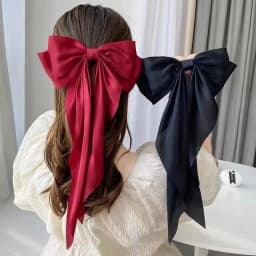 Women Large Bowknot Stain Hairpin Chiffon Bow Hair Clip Barrettes Girls Solid Color Ponytail Clip Hair Accessories Headwear Gift