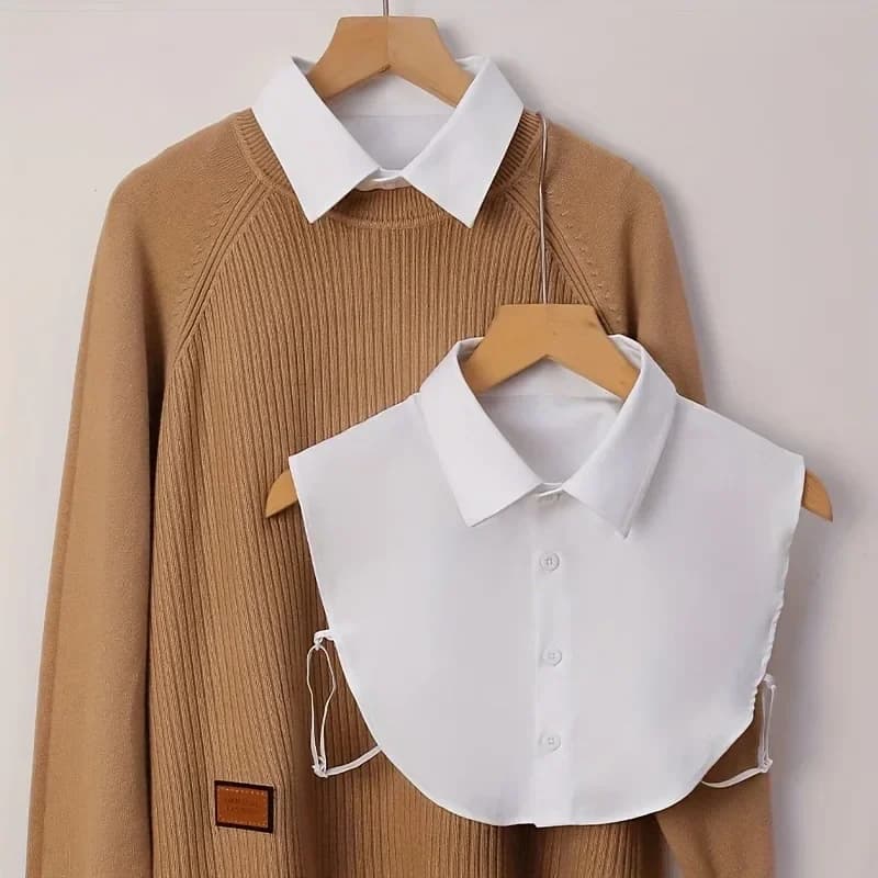 A detachable striped collar shirt vest with a pointed collar design to prevent exposure and multifunctional decoration