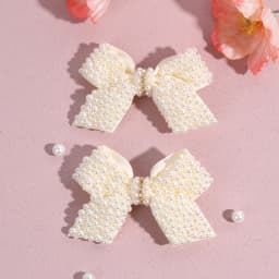 2Pcs Pearl Bow Hair Clips Sweet Elegant Rhinestone Bownot Hairpin For Girls Children Women Boutique Headdress Hair Accessories