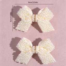2Pcs Pearl Bow Hair Clips Sweet Elegant Rhinestone Bownot Hairpin For Girls Children Women Boutique Headdress Hair Accessories