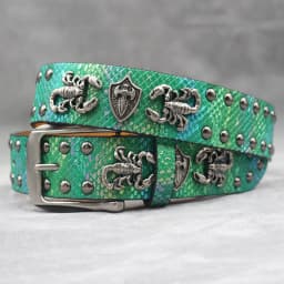 Rivet belt Scorpion pattern Western Cowboy PU Leather Belt - Men Decoration for Jeans