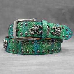 Rivet belt Scorpion pattern Western Cowboy PU Leather Belt - Men Decoration for Jeans