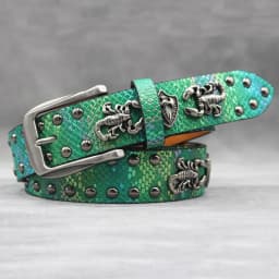 Rivet belt Scorpion pattern Western Cowboy PU Leather Belt - Men Decoration for Jeans
