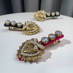 Retro Heart Pearl Rhinestone Hair Clip Elegant Hairpin Duckbill Clip Exquisite Barrettes Hair Accessories for Women Girls