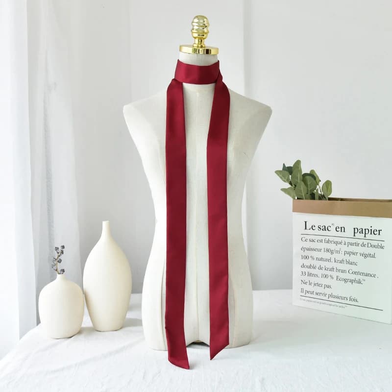 Satin Silk Narrow Scarf Neckerchief Solid Neck Scarves Long Silk Thin Scarf Head Neck Hair Band Bag Ribbon Headbands DIY