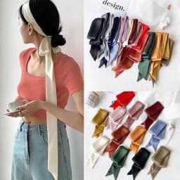 Satin Silk Narrow Scarf Neckerchief Solid Neck Scarves Long Silk Thin Scarf Head Neck Hair Band Bag Ribbon Headbands DIY