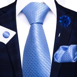Wholesale Fashion 8 CM Blue Paisley Tie Pocket Squares Cufflink Pin Set Man Office Suit Accessories Wedding Gift Fit Party