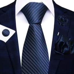 Wholesale Fashion 8 CM Blue Paisley Tie Pocket Squares Cufflink Pin Set Man Office Suit Accessories Wedding Gift Fit Party