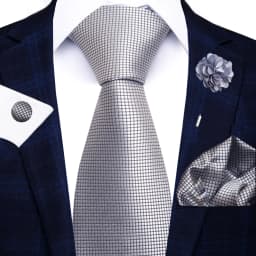 Wholesale Fashion 8 CM Blue Paisley Tie Pocket Squares Cufflink Pin Set Man Office Suit Accessories Wedding Gift Fit Party