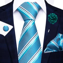 Wholesale Fashion 8 CM Blue Paisley Tie Pocket Squares Cufflink Pin Set Man Office Suit Accessories Wedding Gift Fit Party