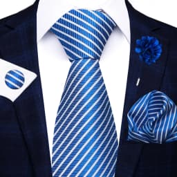 Wholesale Fashion 8 CM Blue Paisley Tie Pocket Squares Cufflink Pin Set Man Office Suit Accessories Wedding Gift Fit Party