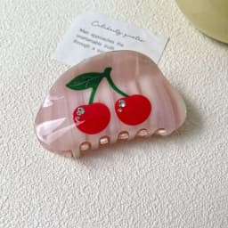 1pc Japanese and Korean acetate grab clips, cute fruits, cherry hairpins, temperament rhinestones back of the head, hair claw