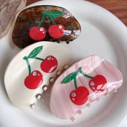 1pc Japanese and Korean acetate grab clips, cute fruits, cherry hairpins, temperament rhinestones back of the head, hair claw