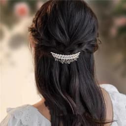 French Exquisite Pearl Crystal Crescent Hair Clip Spring Clip Back of Head Half-tied Hair Clip High-end Elegent Women's Headgear