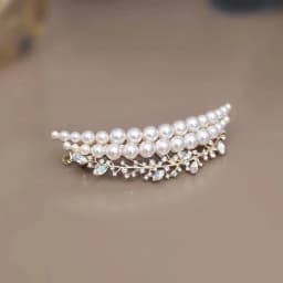 French Exquisite Pearl Crystal Crescent Hair Clip Spring Clip Back of Head Half-tied Hair Clip High-end Elegent Women's Headgear