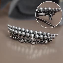 French Exquisite Pearl Crystal Crescent Hair Clip Spring Clip Back of Head Half-tied Hair Clip High-end Elegent Women's Headgear