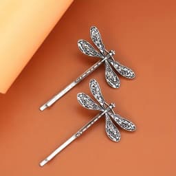 2 Pcs Retro Ancient Style Silvery Dragonfly Hair Clips Side Clips Bobby Pin Hair Accessories