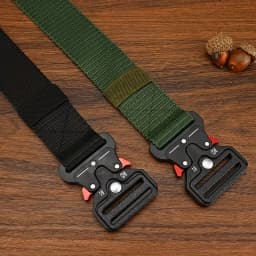 Nylon Military Tactical Belt for Men- 12KN/24KN Black Buckle with Red Safety Lock | Men's Riggers Belt for Work & Outdoor