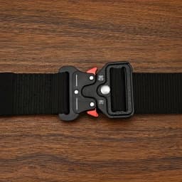 Nylon Military Tactical Belt for Men- 12KN/24KN Black Buckle with Red Safety Lock | Men's Riggers Belt for Work & Outdoor