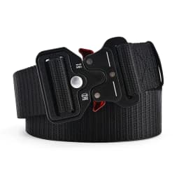 Nylon Military Tactical Belt for Men- 12KN/24KN Black Buckle with Red Safety Lock | Men's Riggers Belt for Work & Outdoor