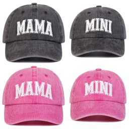 Unisex Parent Child 3D MAMA/MINI Embroidery Wash Baseball Caps Spring and Autumn Outdoor Adjustable Casual Hats Sunscreen Hat 
