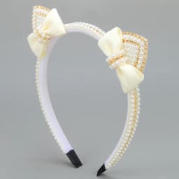 Cat Ear Headbands Sweet Cute Ears Elegant Pearl Bow Hairband For Girls Sweet Head Band Children Kid Hair Hoop Accessories Tiara