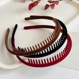 2pc Elegant Black Red Velvet Hairband with Tooth Retro Headband for Women Girls Hair Bands Hair Accessories