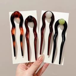 New Chinese Style Retro Wave Round Bead U-shaped Hairpin for Women 2025 New Style Bun Head Dished Hair Accessories