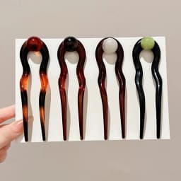 New Chinese Style Retro Wave Round Bead U-shaped Hairpin for Women 2025 New Style Bun Head Dished Hair Accessories