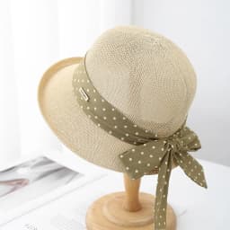 Women's Fashion Curled Sun Hat Sweet Dot Bow Seaside Outdoor Hat Breathable Design For Summer Beach Travel Sunshade 2025 New