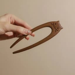 Exquisite Wood Wooden Hair Stick Cat Animals Chinese Style Hairpin Rabbit Hair Sticks for Buns Hanfu Headwear Cheongsam