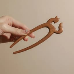 Exquisite Wood Wooden Hair Stick Cat Animals Chinese Style Hairpin Rabbit Hair Sticks for Buns Hanfu Headwear Cheongsam
